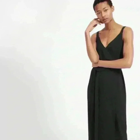 NWT Everlane Midi Wrap Dress, Size 0 | Japanese GoWeave Tank Wrap Dress in Black - Picture 2 of 7